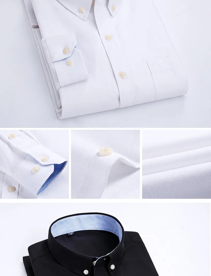 Men's Long Sleeve Shirt Non-Ironing Oxford Spinning Spring Summer Autumn Slim Casual Comfortable All Fashion Fast Color Shirt