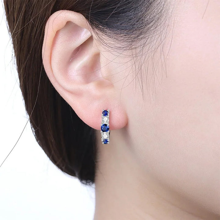 Women’s S925 Silver Earrings – Blue Gemstone Studs