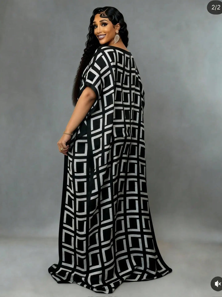 Elegant Plus Size Silk Middle Eastern Kaftan Dress with Scarf African Print Robe 2 Piece Set Women Fashion