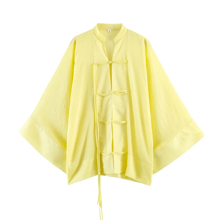 Women's Shirt 2026 New Fashion Summer Solid Color Oversize Rope Knot Detail Draped Shirt for Women Loose Chic Ladies Shirt Top