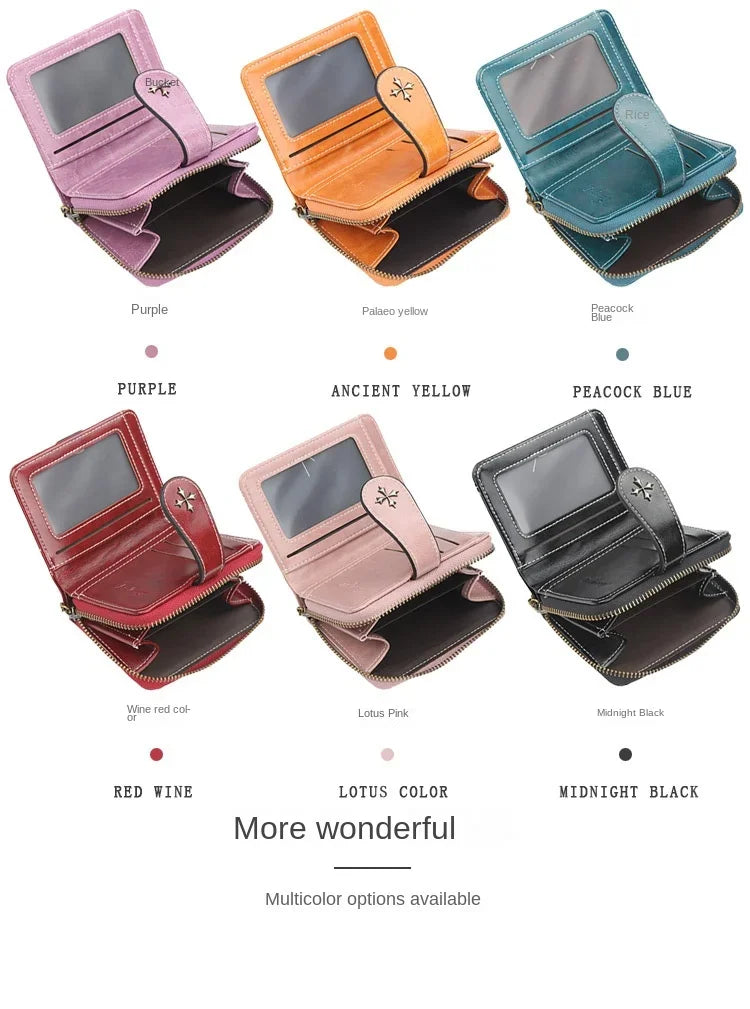 Women’s PU Leather Wallet – Small Coin Card Holder Short Clutch Purse