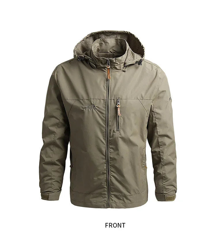 Men’s Waterproof Windbreaker – Military Hooded Combat Jacket for Autumn Hiking & Biking