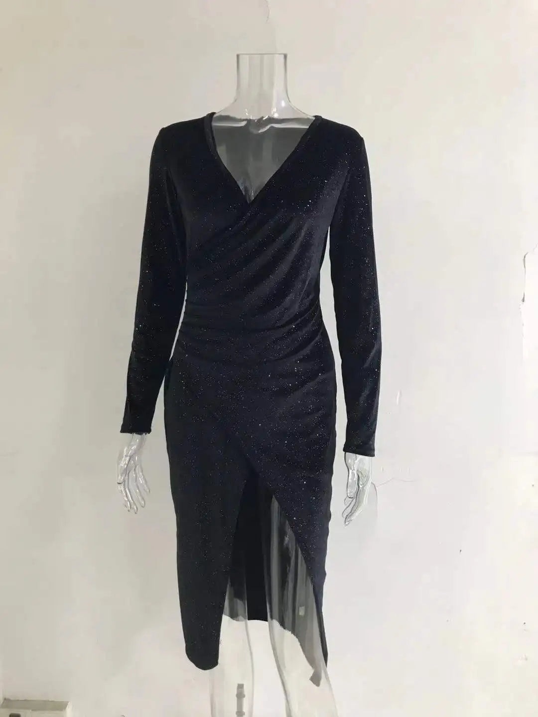 Women Dresses Roupas Feminina Autumn Winter Elegant Solid Color Slit Dress Women's Long Sleeve Formal Evening Sexy Evening Dress