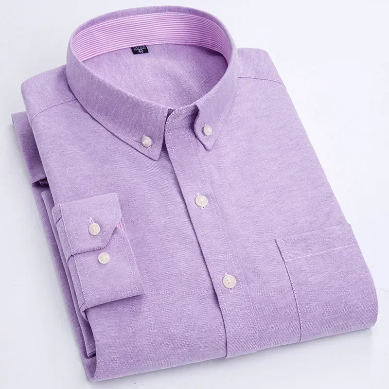 Men's Long Sleeve Shirt Spring Summer Autumn Winter Oxford Woven Slim Free Ironing Comfortable Soft Casual Fashion Simple Work