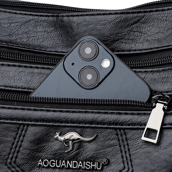 Luxury Women’s Leather Handbag – Multi-Pocket Crossbody & Shoulder Bag 2026