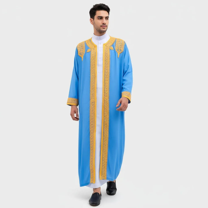 Eid Ramadan Islamic Clothing Men Kaftan Moroccan Kebaya Open Muslim Kimono Turkey Abaya East National Costume For Prayer Clothes