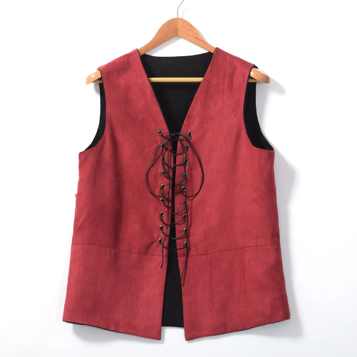 Pirate Tunic Vest For Men Medieval Renaissance Lace Up Reversible Waistcoat
