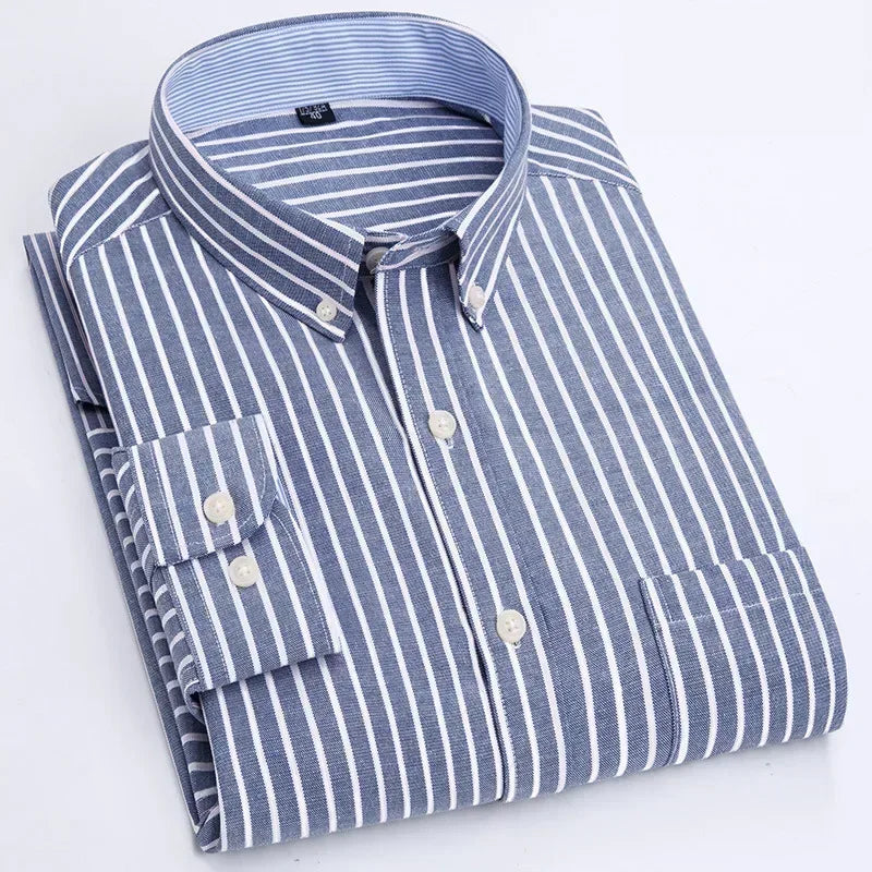 Men's Long Sleeve Shirt Spring Summer Autumn Winter Oxford Woven Slim Free Ironing Comfortable Soft Casual Fashion Simple Work