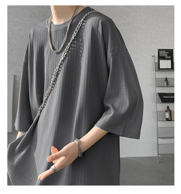 men t shirts Summer Men's White Cool T-shirts Women Oversized 5XL Korean Style Loose Striped T-shirt Casual T-Shirt Male