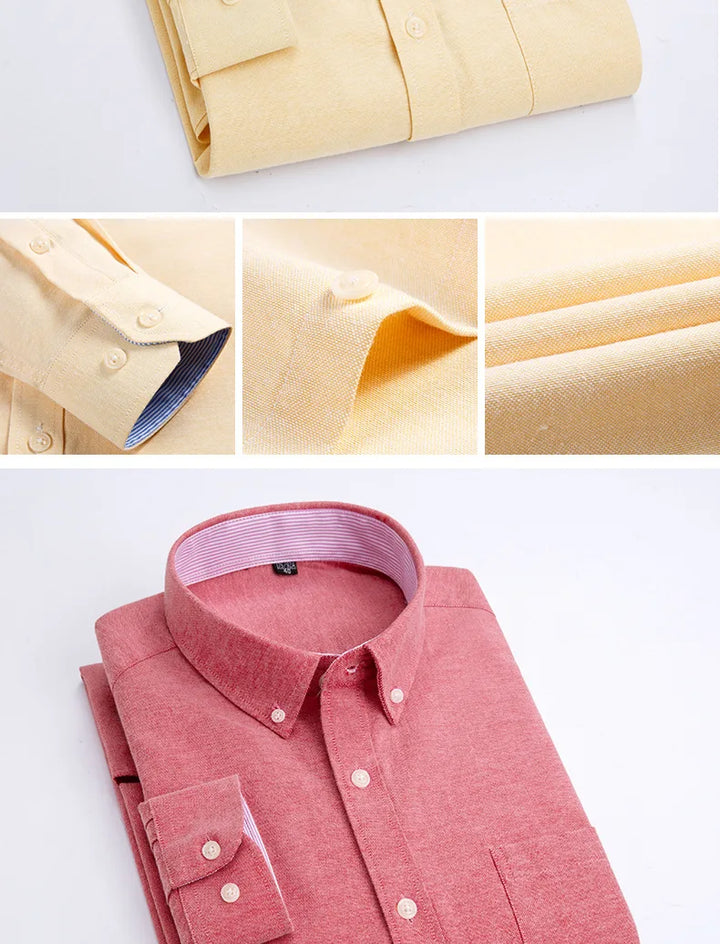 Men's Long Sleeve Shirt Non-Ironing Oxford Spinning Spring Summer Autumn Slim Casual Comfortable All Fashion Fast Color Shirt