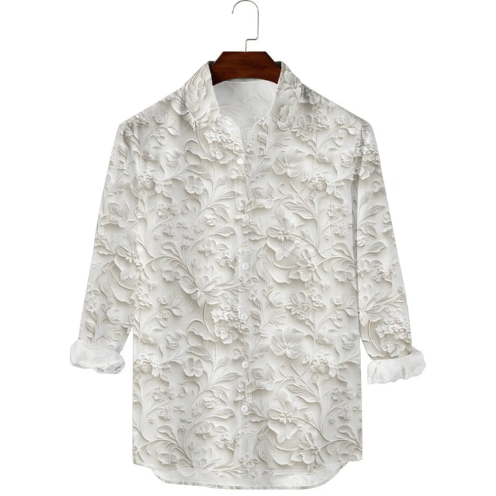 Hawaiian Button Up Shirts Retro Florals Printed Full Sleeve Streetwear Casual Men Dark Academia Resort Elegance Travel Shirt