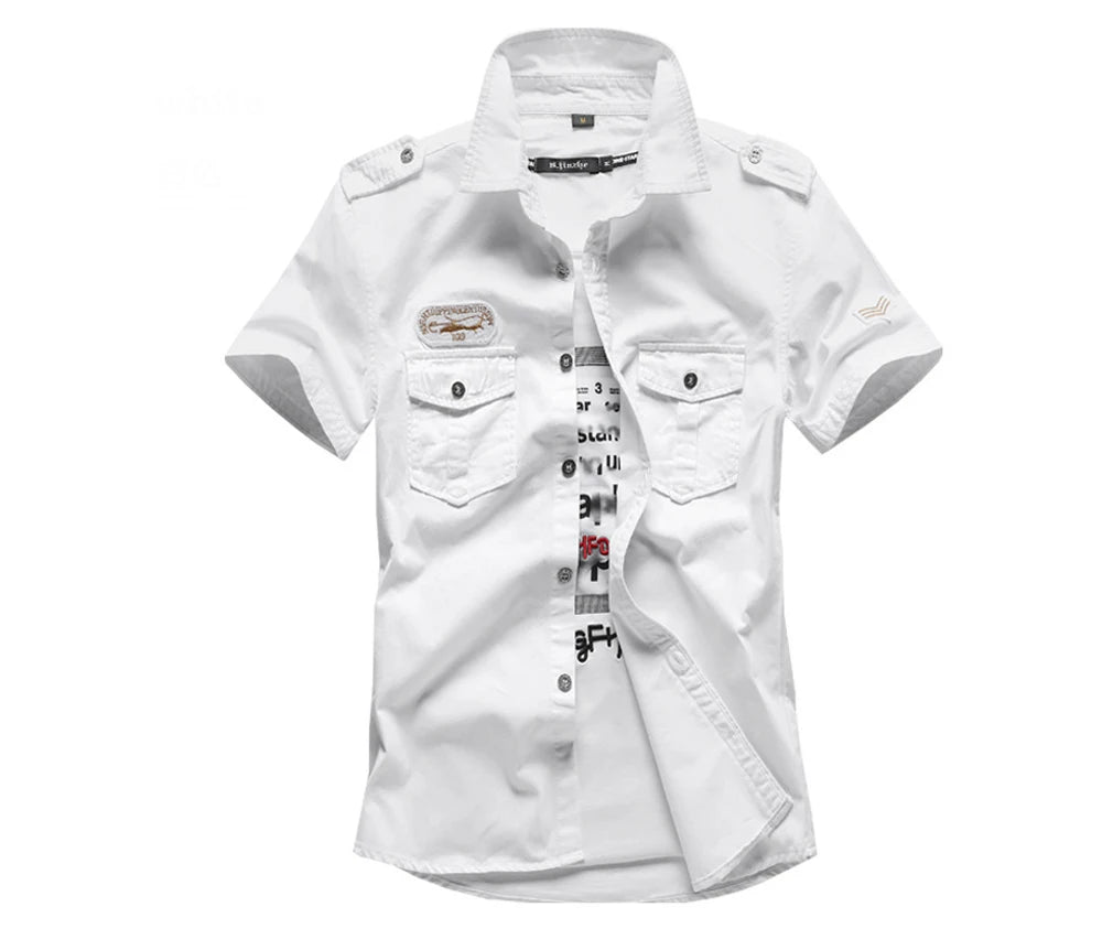 Spring Summer Men's Tactical Shirts Outdoor Men Cotton Shorts Sleeve Military Shirts Fashion Men Button Hiking Work Shirts