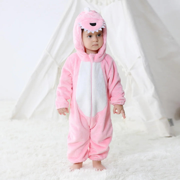 Baby-Kinder-Dino-Cartoon-Einteiler-Jumpsuit