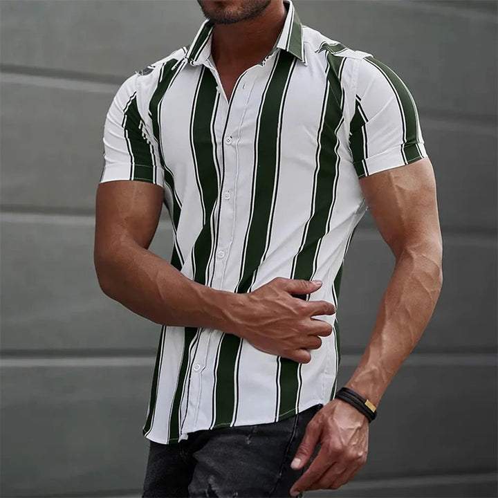 Men's Shirts Striped Shirts 3D Hawaiian Button Short Sleeve Plaid Red Top Beach Wear Black and White Shirt Men's Clothing