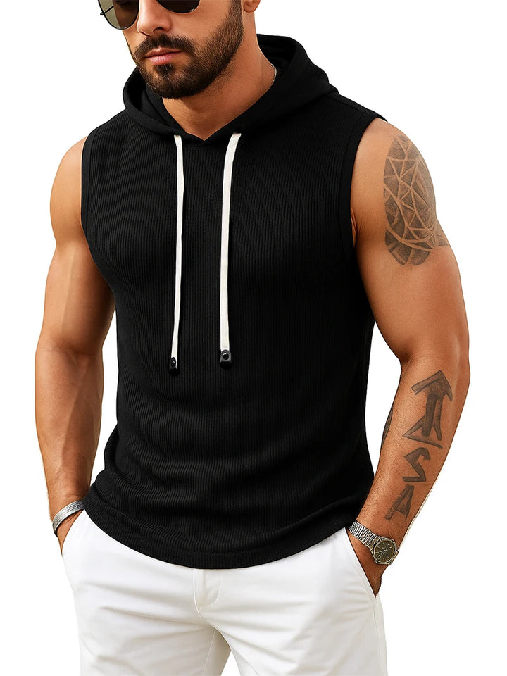 Men’s Hooded Tank Top – Sleeveless Muscle Fit Streetwear Tee