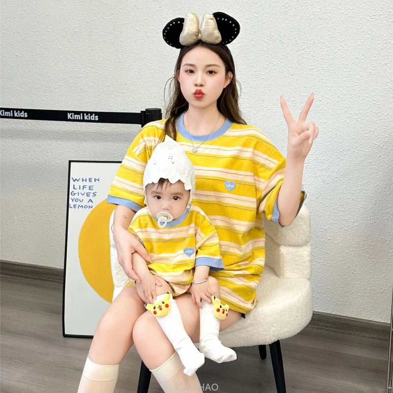Summer Family T Shirts Parent-child Clothes Mother Father and Daughter Son Boy Girl Matching Tee Shirt Tops Baby Cotton Bodysuit