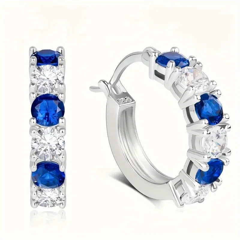 Women’s S925 Silver Earrings – Blue Gemstone Studs