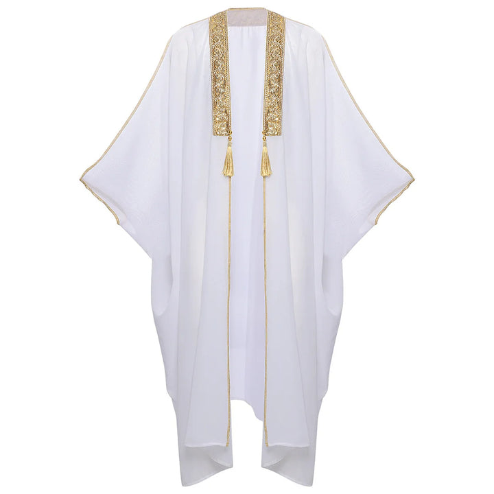 Men's Muslim Kimono-style Chiffon Robe Turkish Arabic Islamic Men's Muslim Robe Cosplay Ramadan Embroidered Robe Prayer Garment