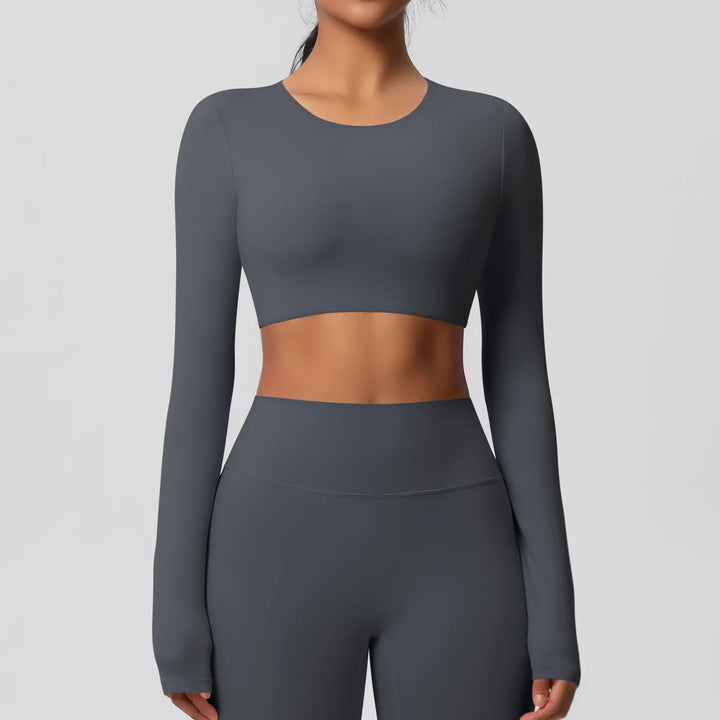 Yoga Shirts For Women Long Sleeve With Padded Fitness Running Gym Clothes Workout Dry Fit Breathable High Elastic Sports Top