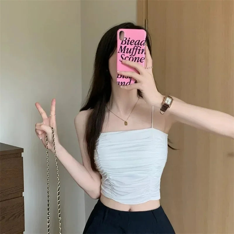 Women’s Corset Tank – Sleeveless Tube Top, White Camisole