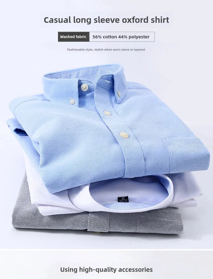 Men's Long Sleeve Shirt Non-Ironing Oxford Spinning Spring Summer Autumn Slim Casual Comfortable All Fashion Fast Color Shirt