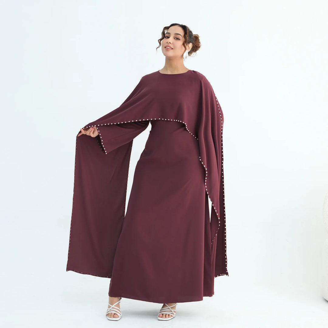 Luxury Dubai Shawl Abaya Elegant Beaded Waist Cinching Kaftan Muslim Women Traditional Dress Maxi Long Sleeve Robe Eid Outfit