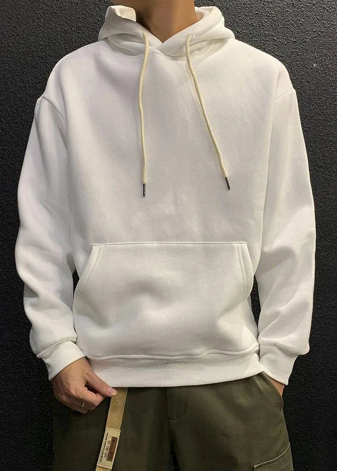 Sweatshirts For Man Fleeced Green Men's Clothing Hooded Hoodies Solid Simple Elegant Hot Offers Sweat Shirt Welcome Deal Cheap