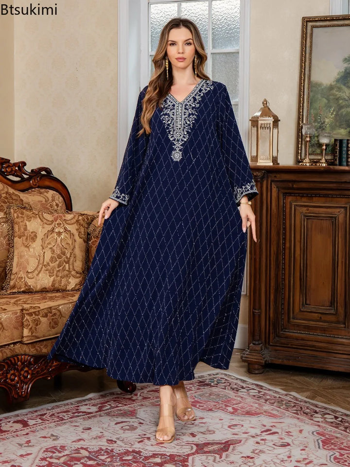 Muslim Abayas Arabic Embroidery Kaftan Women's Elegant Dresses Dubai Kaftan Eid Ramadan Caftan Robe Jalabiya Turkey Morocco Gown