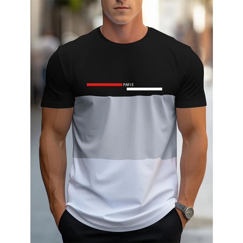 Simple Fashion Striped Graphic T Shirts For Men Summer Casual Short  Sleeve 3D Printed T-shirts Loose Breathable Daily Wear Tees