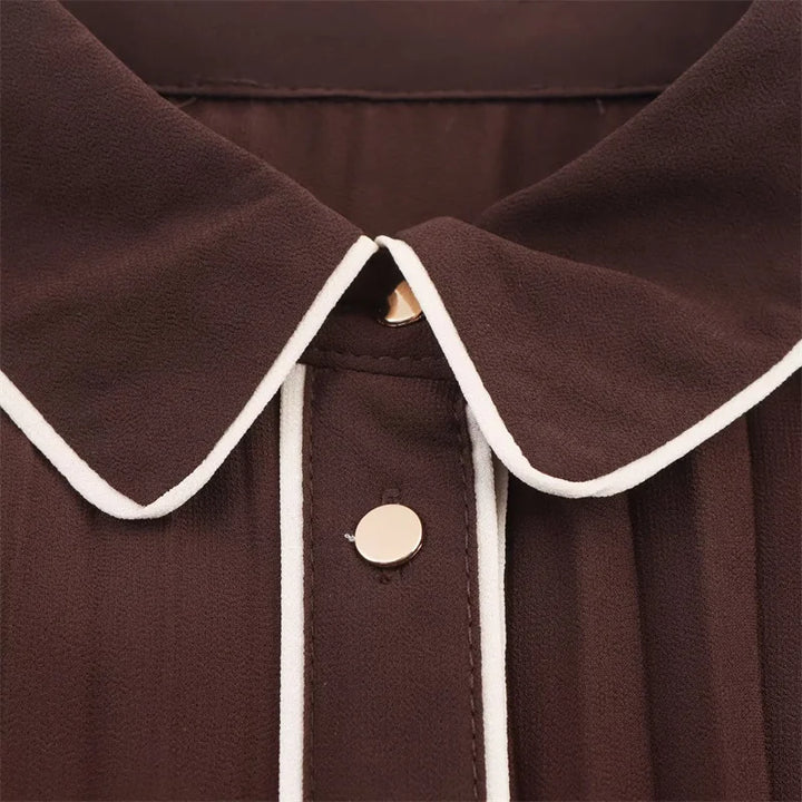 Women’s Fall 2025 Russet Pleated Midi Dress with Belt