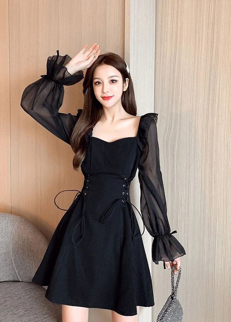 Female Dresses  Coquette Women's DressSilk Satin Chiffon Sexy Black Holiday New Features Korean Style Clothing Cheap Casual X In
