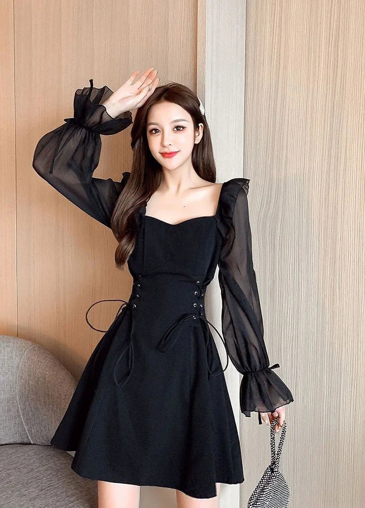 Female Dresses  Coquette Women's DressSilk Satin Chiffon Sexy Black Holiday New Features Korean Style Clothing Cheap Casual X In