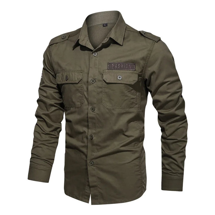 Cotton Shirt Men Casual Solid Long Sleeve Blouses High Quality Militar Overshirt Brand Clothing Black Cargo Shirts for Men 6XL