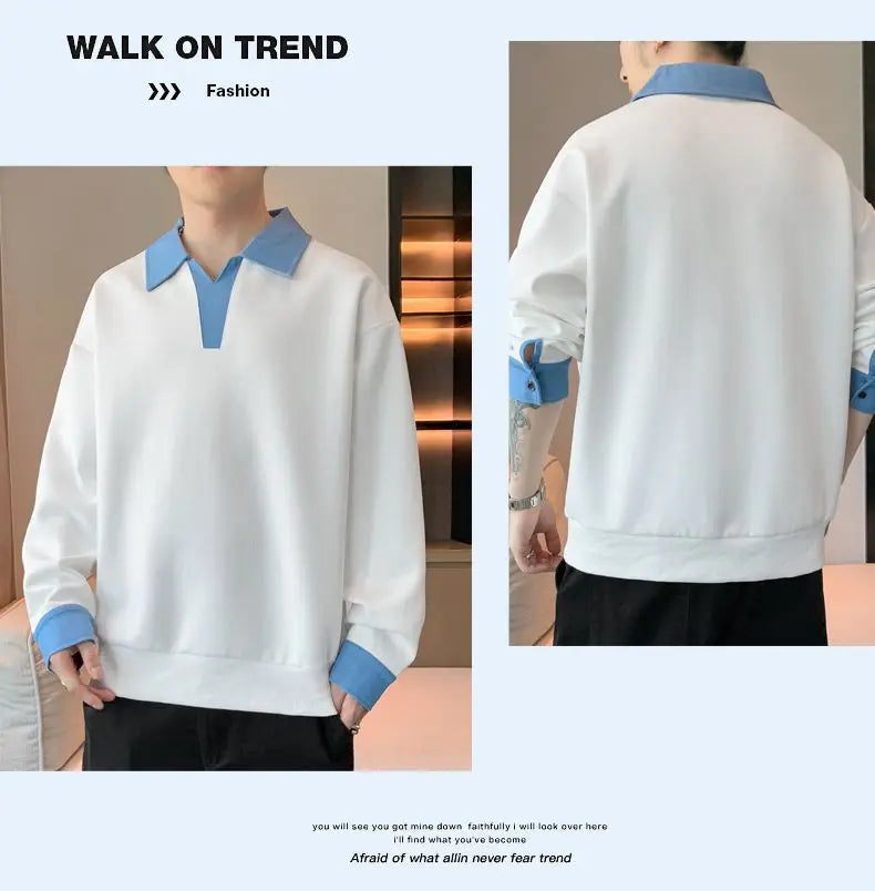 Men’s Spring/Autumn Sweatshirt – Trendy Loose Fit, Casual Long Sleeve