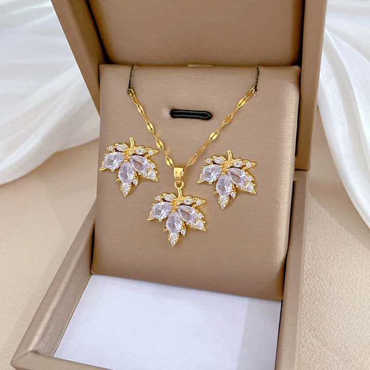 Zirkonia-Ohrstecker in Blattform für Damen – Funkelnde Ohrstecker für die Party