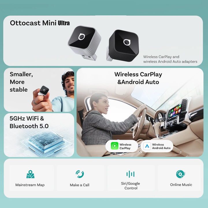 Ottocast™ Mini-USB-CarPlay-Adapter für Autos