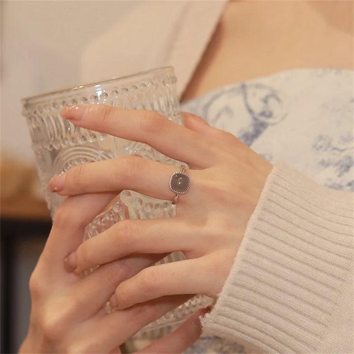 Women’s Vintage Jade & Crystal Geometric Ring – Fashion Jewelry