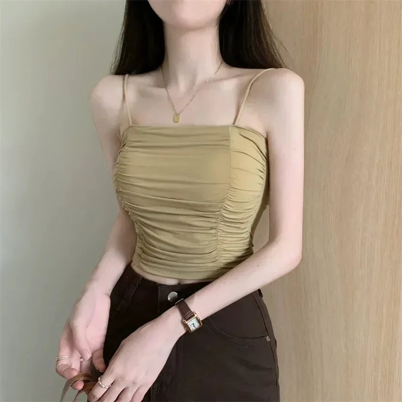 Women’s Corset Tank – Sleeveless Tube Top, White Camisole