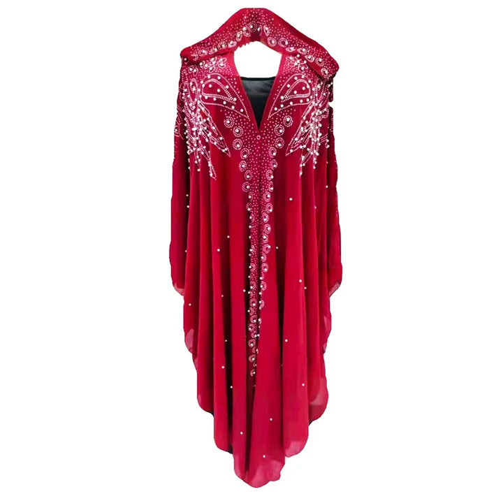 Abaya Morocco Kaftan Dubai Hooded Maxi Dress Bat Sleeve Farasha Kaftan Muslim Women African Open Kimono Boubou Evening Dresses