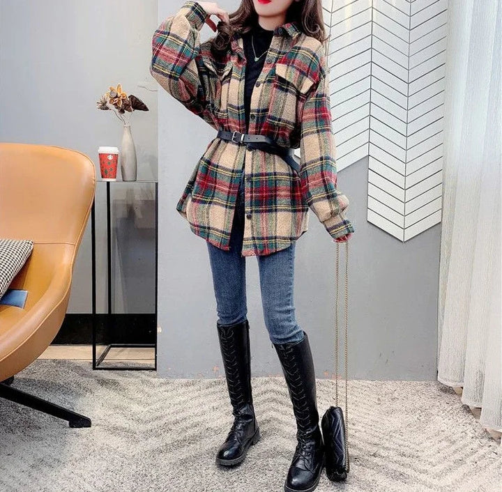 Women’s Vintage Check Jacket – Luxury Spring & Autumn Casual Coat 2025