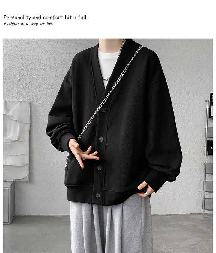 Plus Size Men’s Sweatshirt M–8XL – Heavy Blend Single-Breasted Autumn Jacket