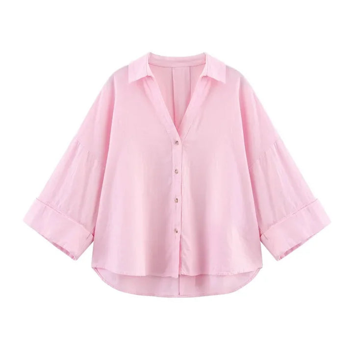 MUJER Striped Women's Shirt White Loose Casual Shirts for Women Summer Button up Shirts and Blouses Woman Wide Sleeve Ladies Top