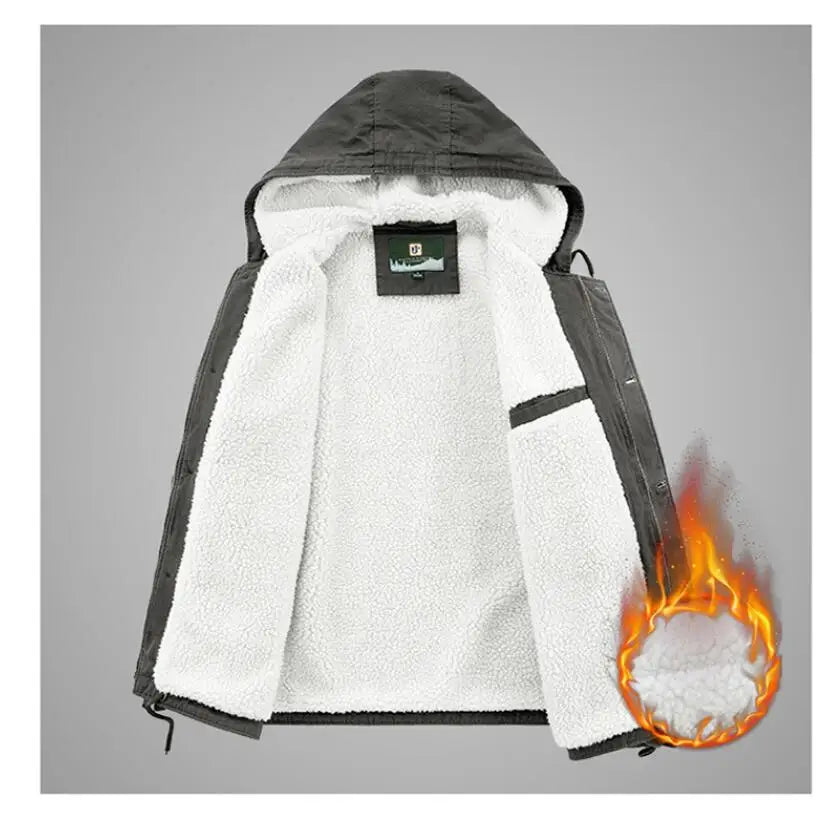 Men’s Hooded Winter Jacket – Warm Casual Fleece Bomber Parka, Up to 4XL