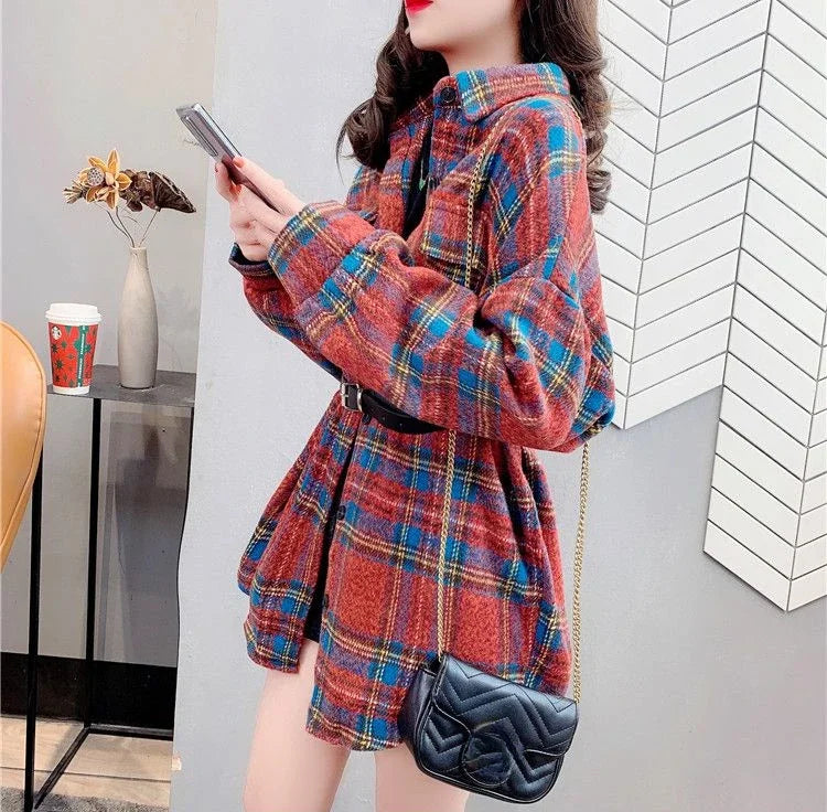 Women’s Vintage Check Jacket – Luxury Spring & Autumn Casual Coat 2025