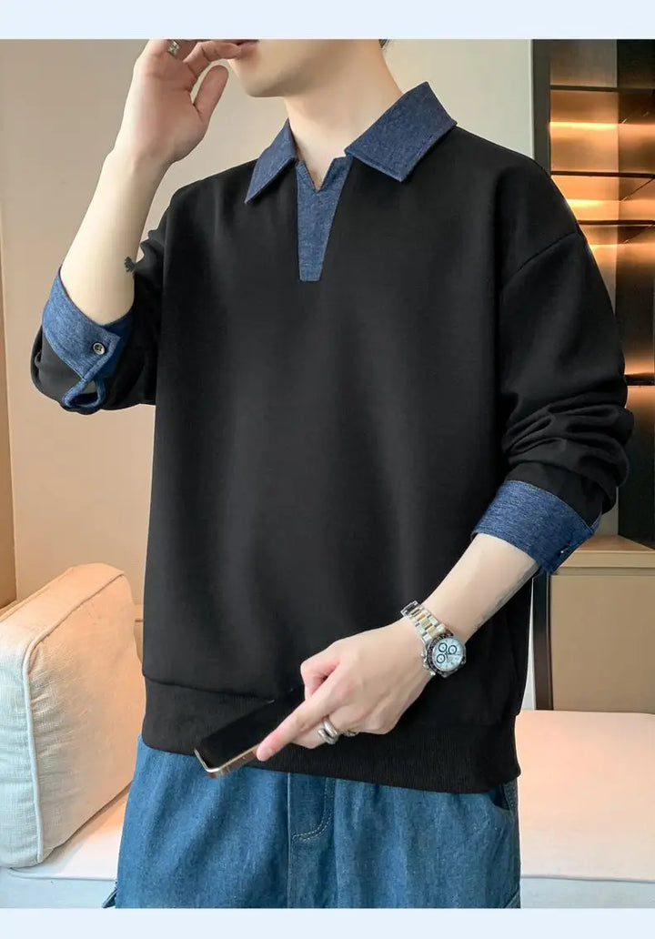 Men’s Spring/Autumn Sweatshirt – Trendy Loose Fit, Casual Long Sleeve