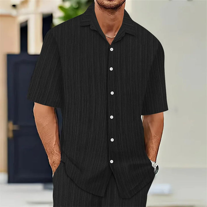 Men's Casual Short Sleeve Shirt Lightweight Men Breathable Summer Fashion Tops Solid Turn-Down Collar cardigan daily Male Shirts