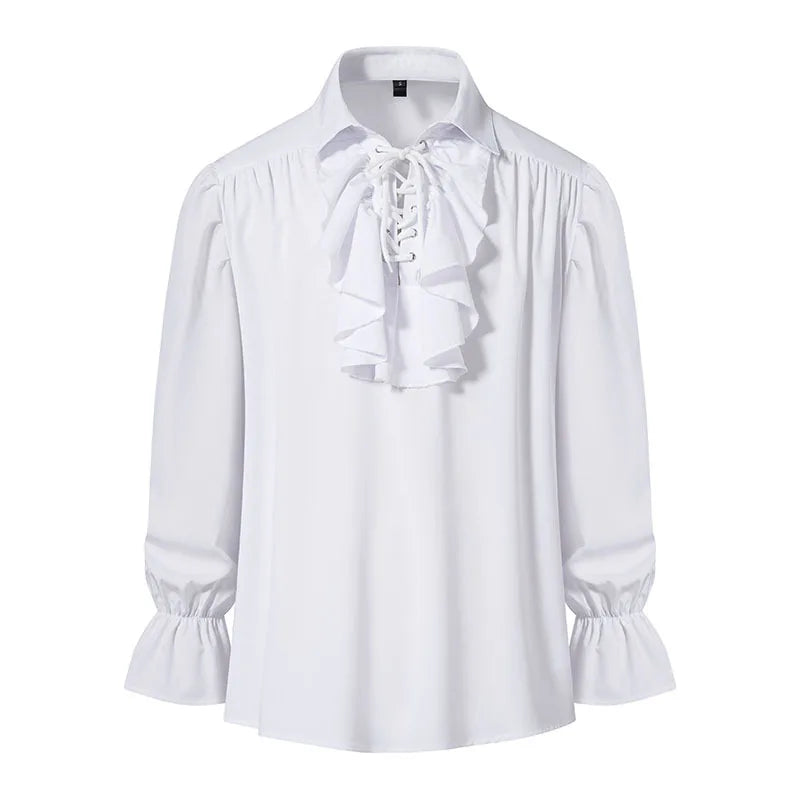 Men Shirts Medieval Retro Performance Dress Shirtspuff Sleeve Casual Stage Cosplay Party Male Clothes Chemise Shirt S09