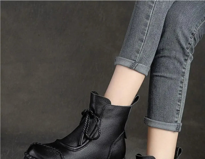 Shoes for Women  Cross-tied Ladies Boot Daily Boots Hot Sale Cotton Shoes Round Toe Comfortable Flat Shoes Women Ankle Boots