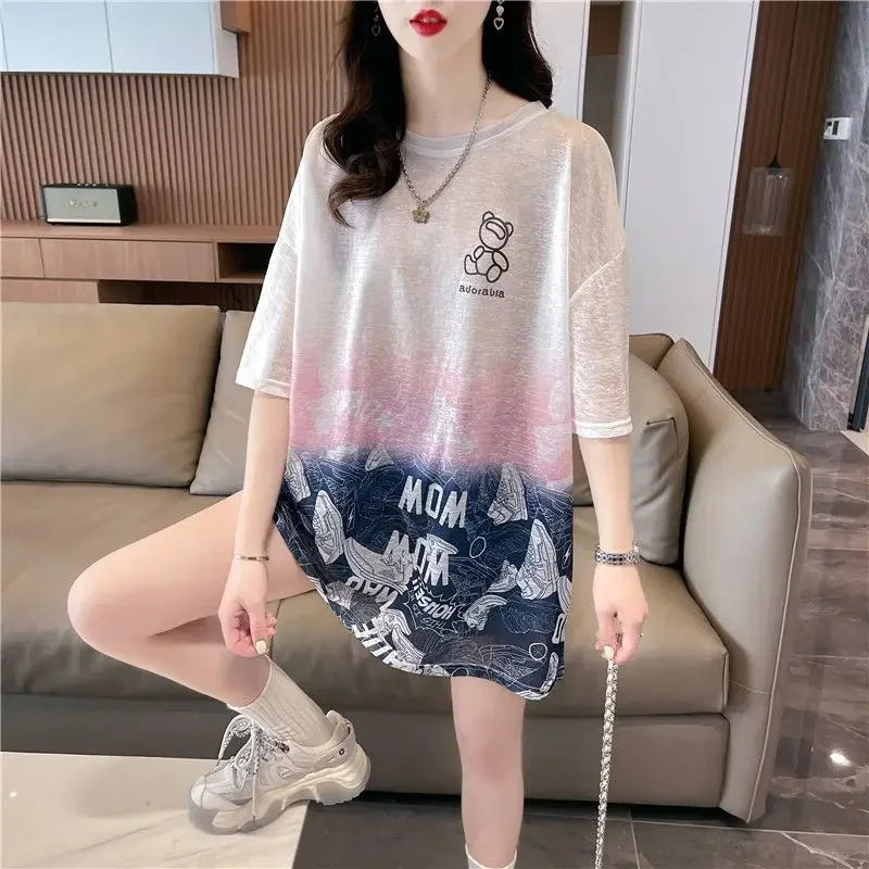 Tops Woman Summer Outfit Baggy T Shirt for Women Graphic Long Short Sleeve Clothing Female Korean Reviews Clothes Emo Tee Y2k