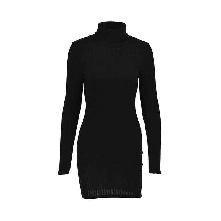 Women Dresses Elegant Party Autumn Winter New Turtleneck Long Sleeves Sexy Sheath Mini Dresses Bodycon Club Knitted Dress